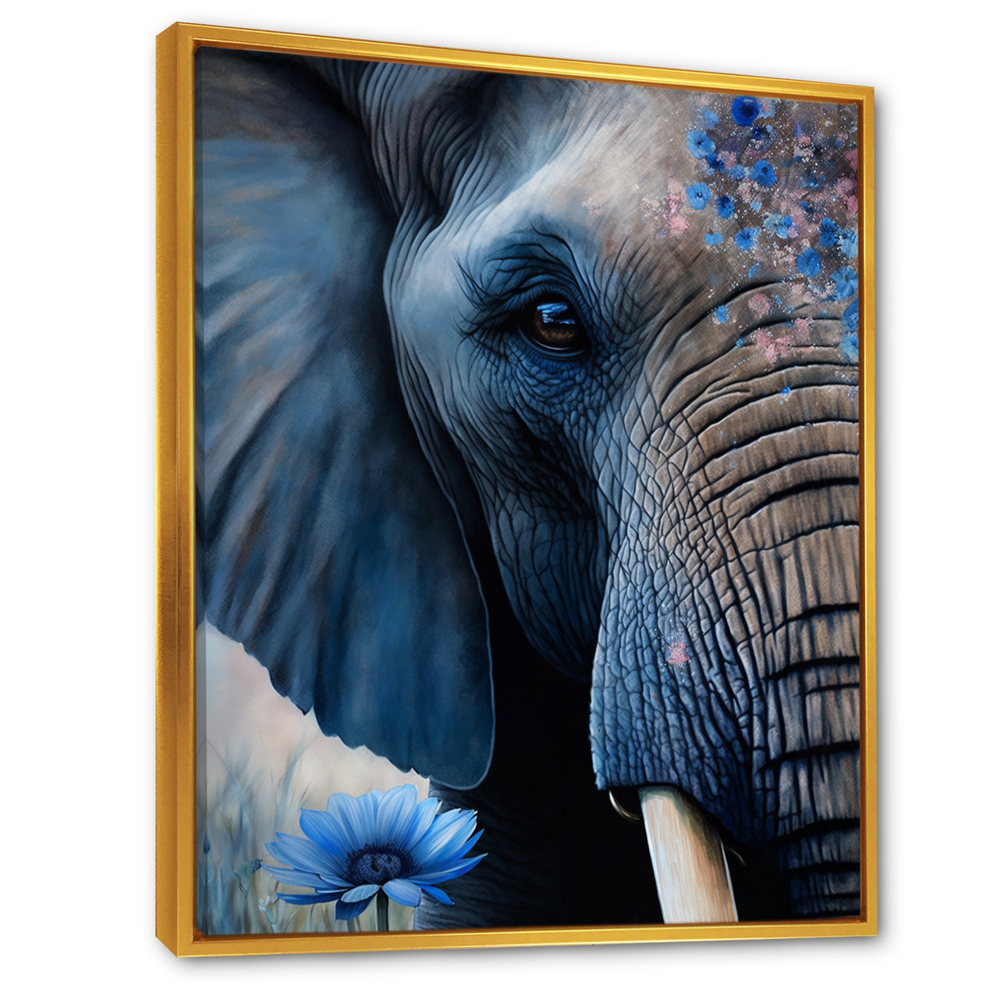 Elephant Portrait - Elephant Framed Canvas Art