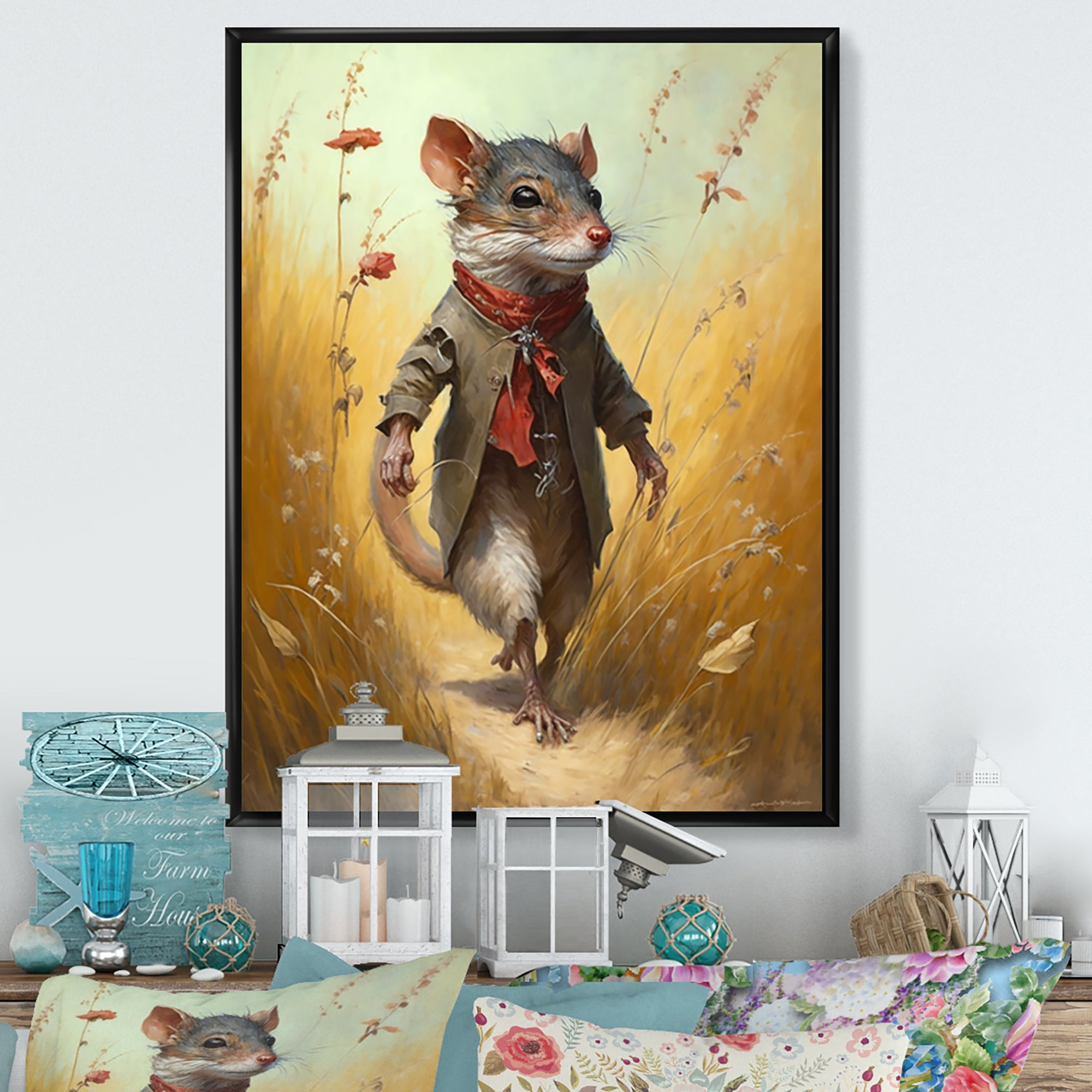 Mouse In Grass - Mouse Living Room Wall Art