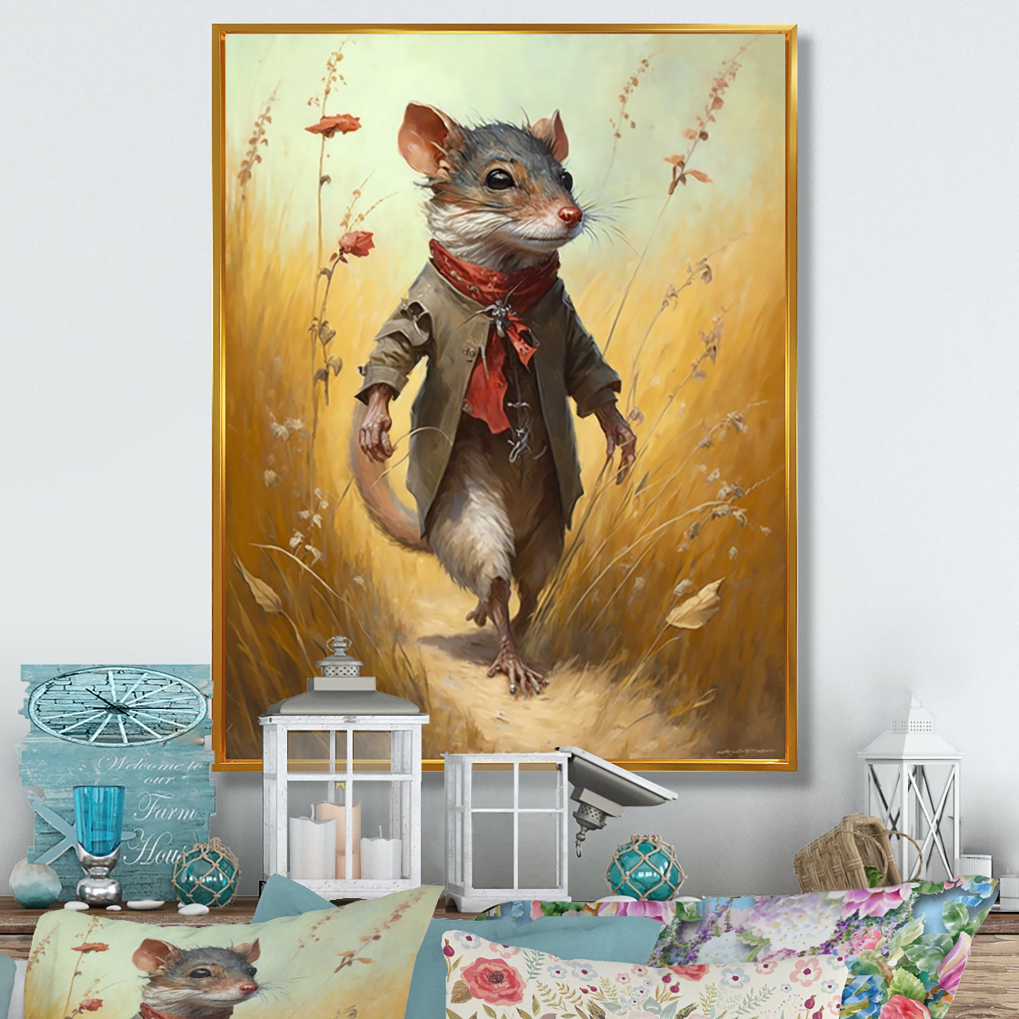 Mouse In Grass - Mouse Living Room Wall Art