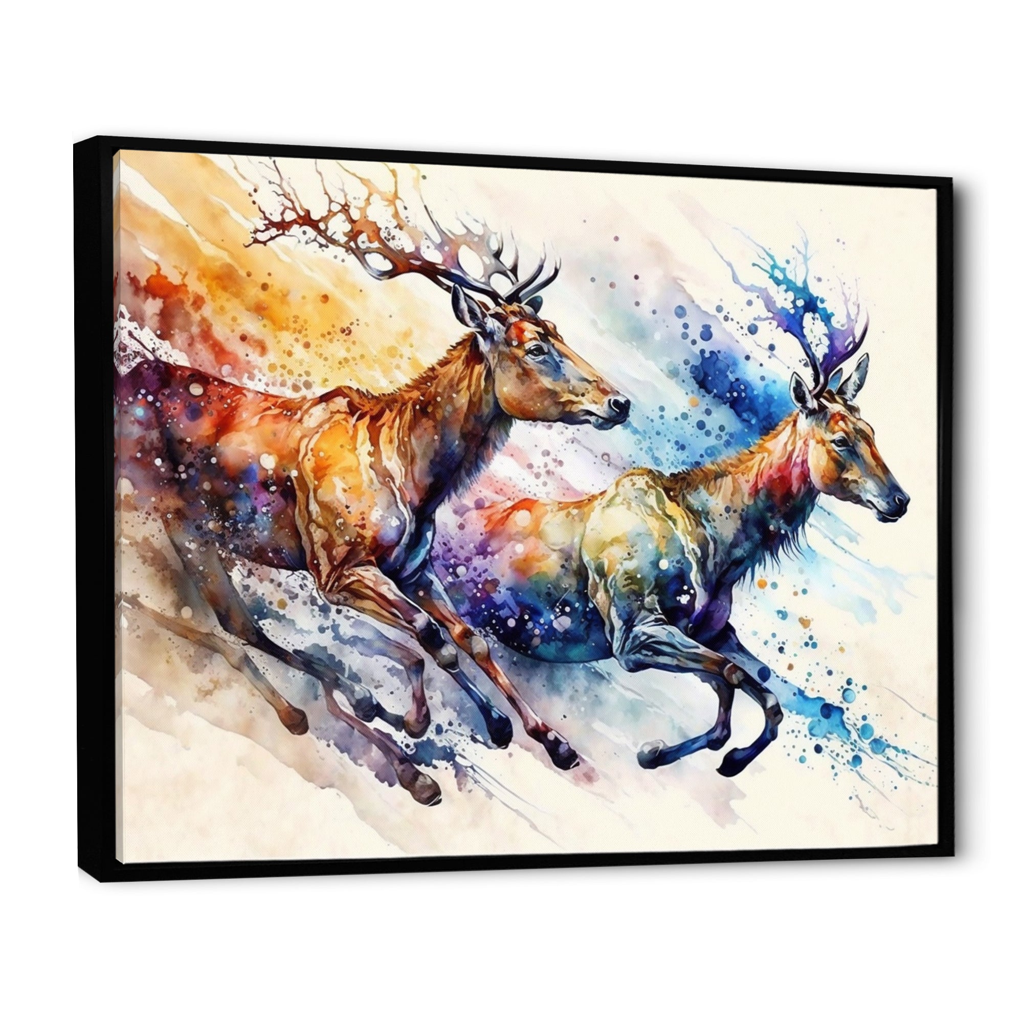 Deers Running - Brown Deer Wall Art