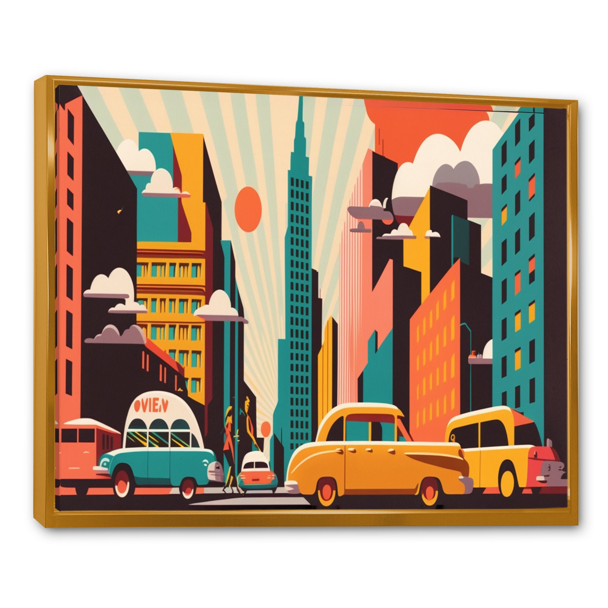 Futuristic Cityscape With Cars I - Car/Van Canvas Wall Art