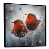 Two Red Birds Sitting On Branch - Bird Canvas Wall Art