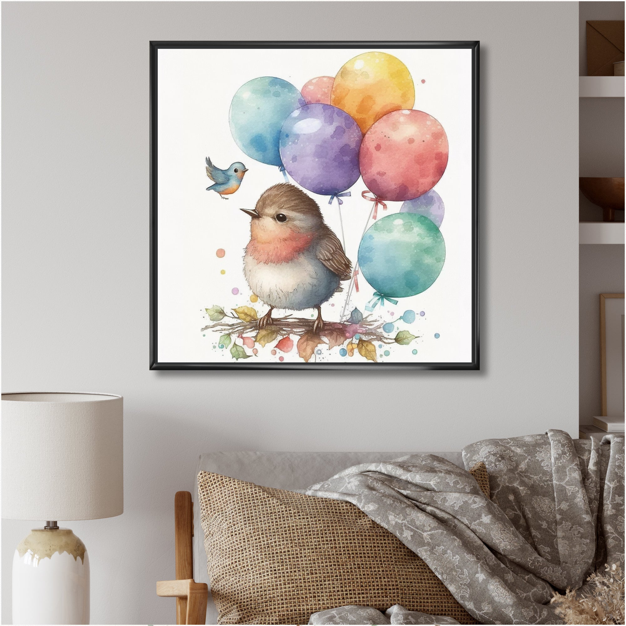 Brown Illustration Detailed Baby Bird - Bird Wall Decor