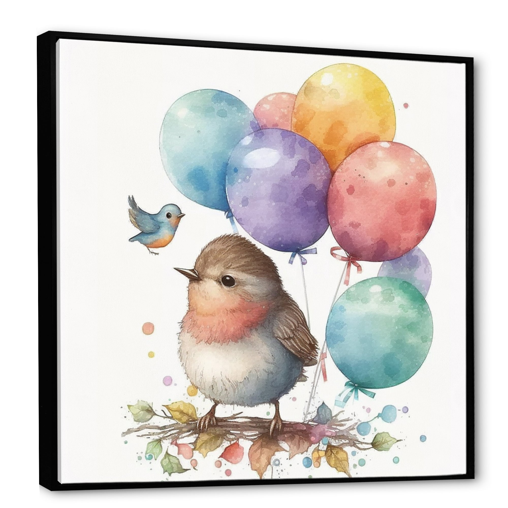Brown Illustration Detailed Baby Bird - Bird Wall Decor