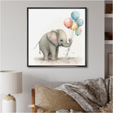 Grey Illustration Detailed Baby Elephant - Elephant Wall Decor