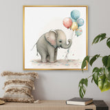 Grey Illustration Detailed Baby Elephant - Elephant Wall Decor