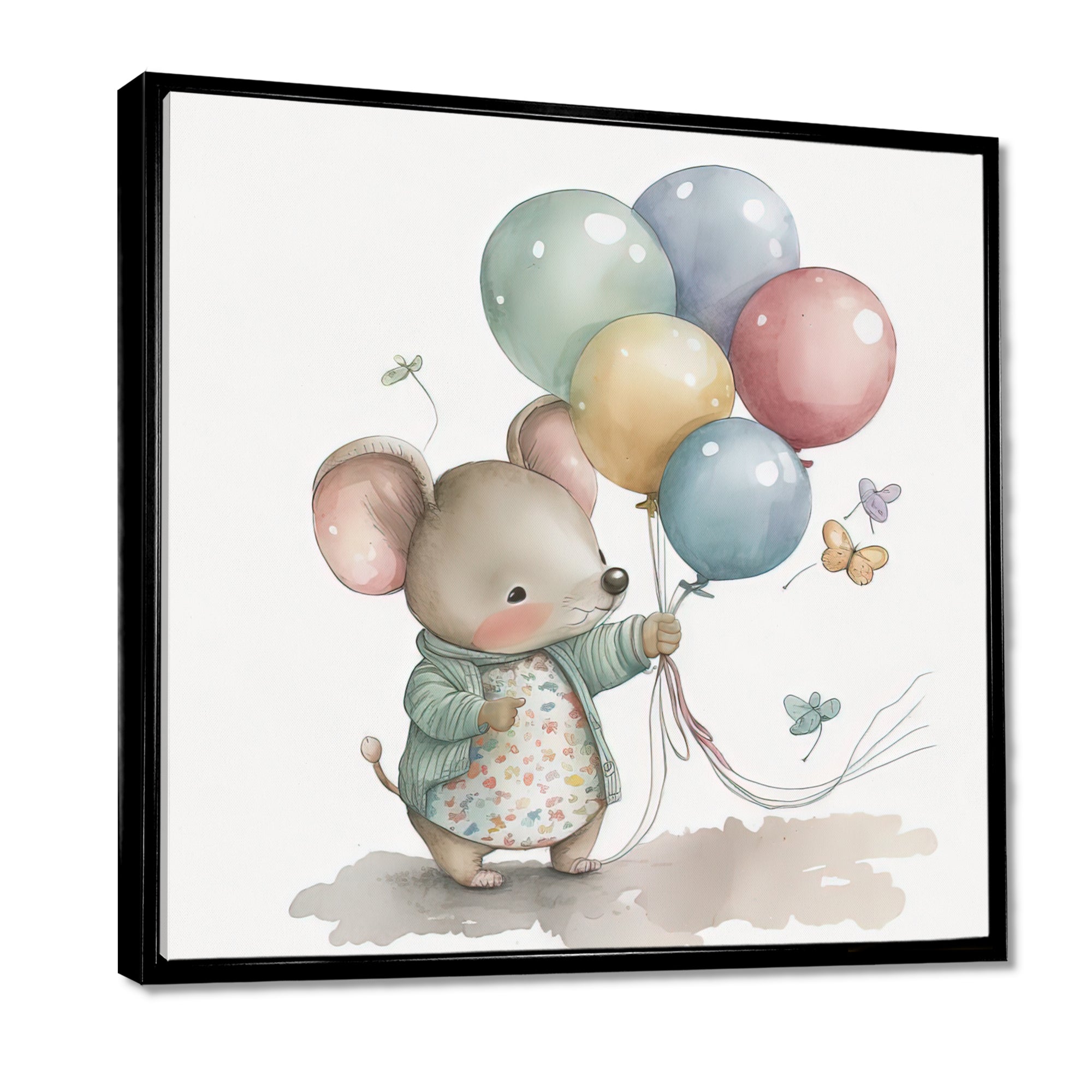 Grey Illustration Detailed Baby Mouse - Mouse Wall Art Prints