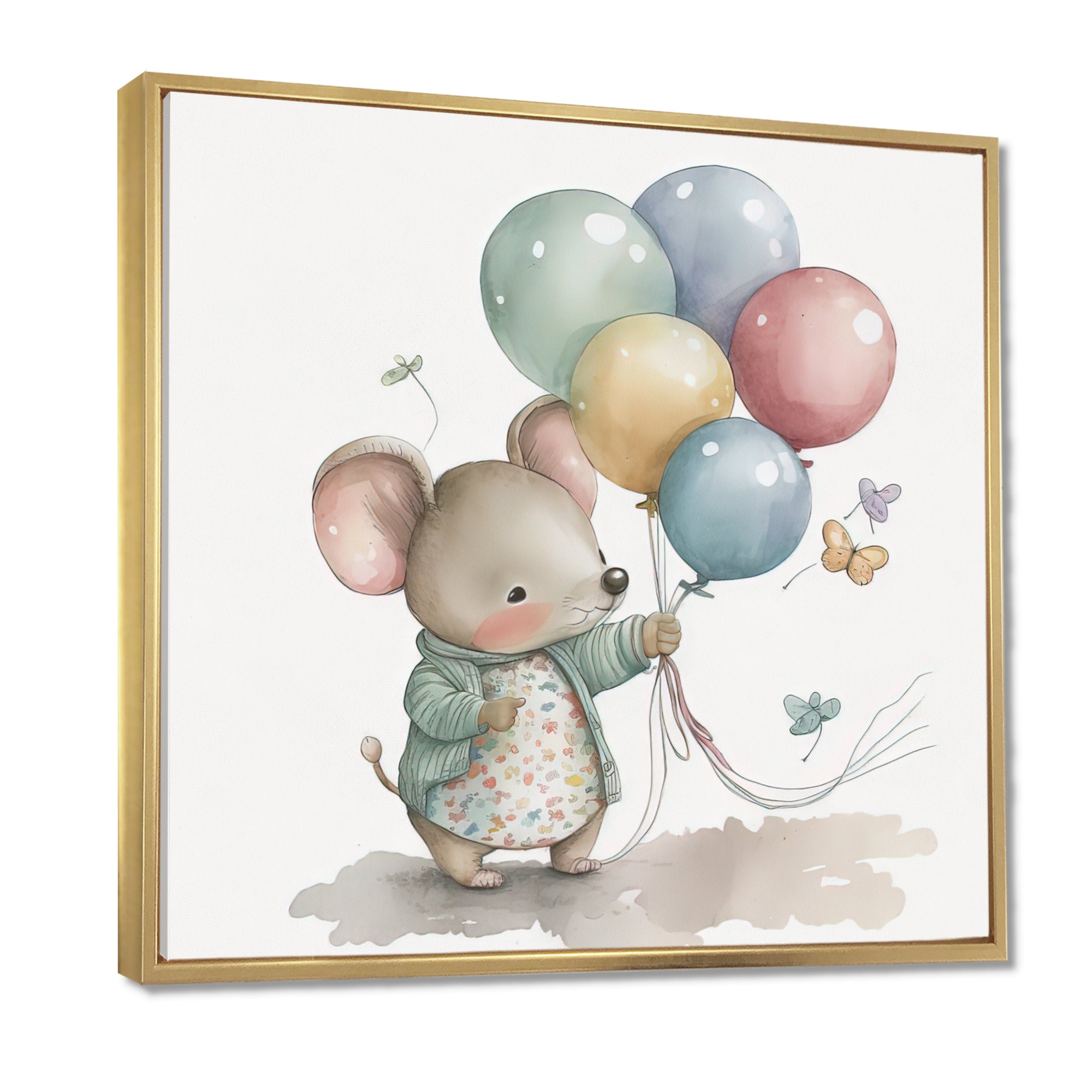 Grey Illustration Detailed Baby Mouse - Mouse Wall Art Prints