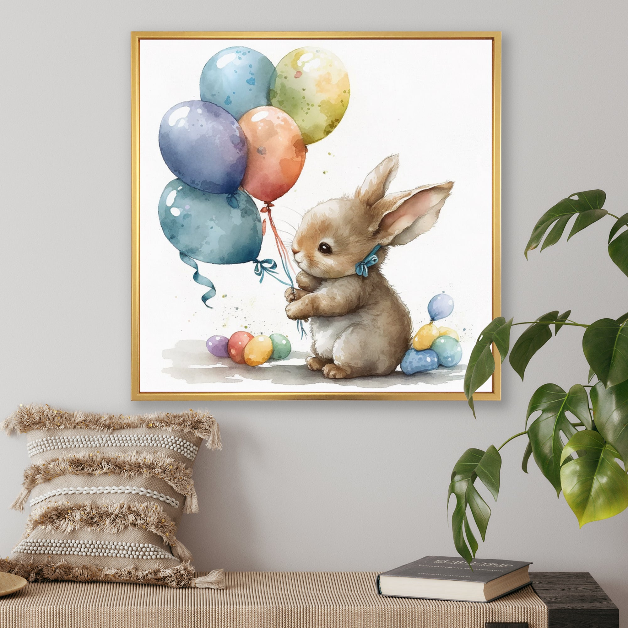 Brown Illustration Detailed Baby Rabbit - Brown Rabbit Wall Art