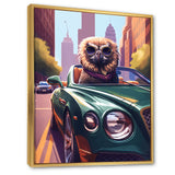 Brown Bird Wearing Sunglasses In Sportscar - Bird Fashion Wall Art Prints