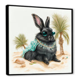 Bunny Sitting On The Beach - Rabbit Living Room Wall Art