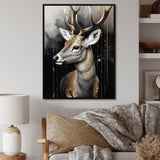 Deer Portrait In The Wild - Deer Framed Canvas Art