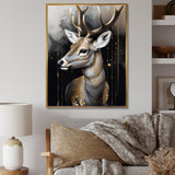 Deer Portrait In The Wild - Deer Framed Canvas Art