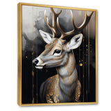 Deer Portrait In The Wild - Deer Framed Canvas Art