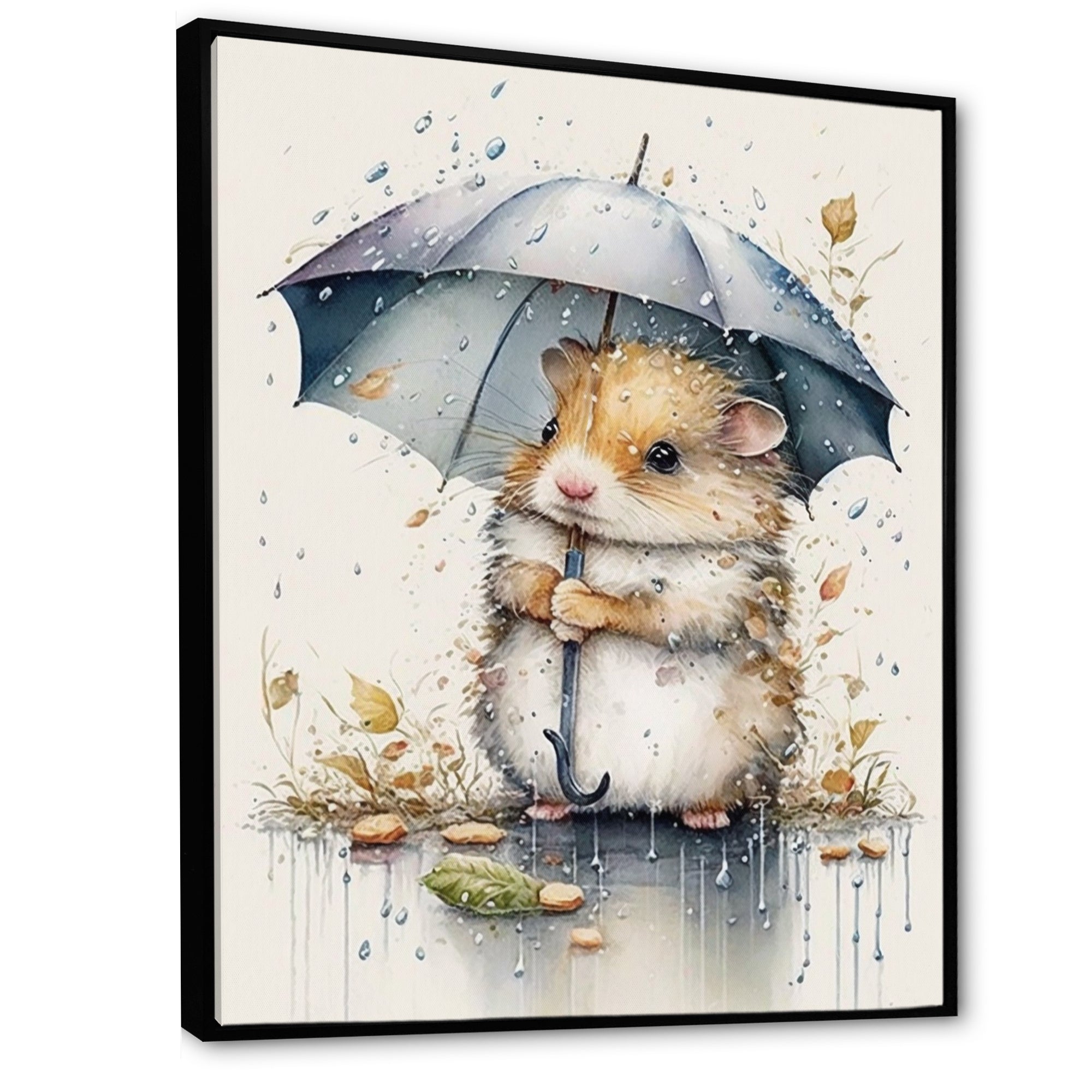 Hamster Rainy Day Umbrella - Hamster Canvas Wall Art