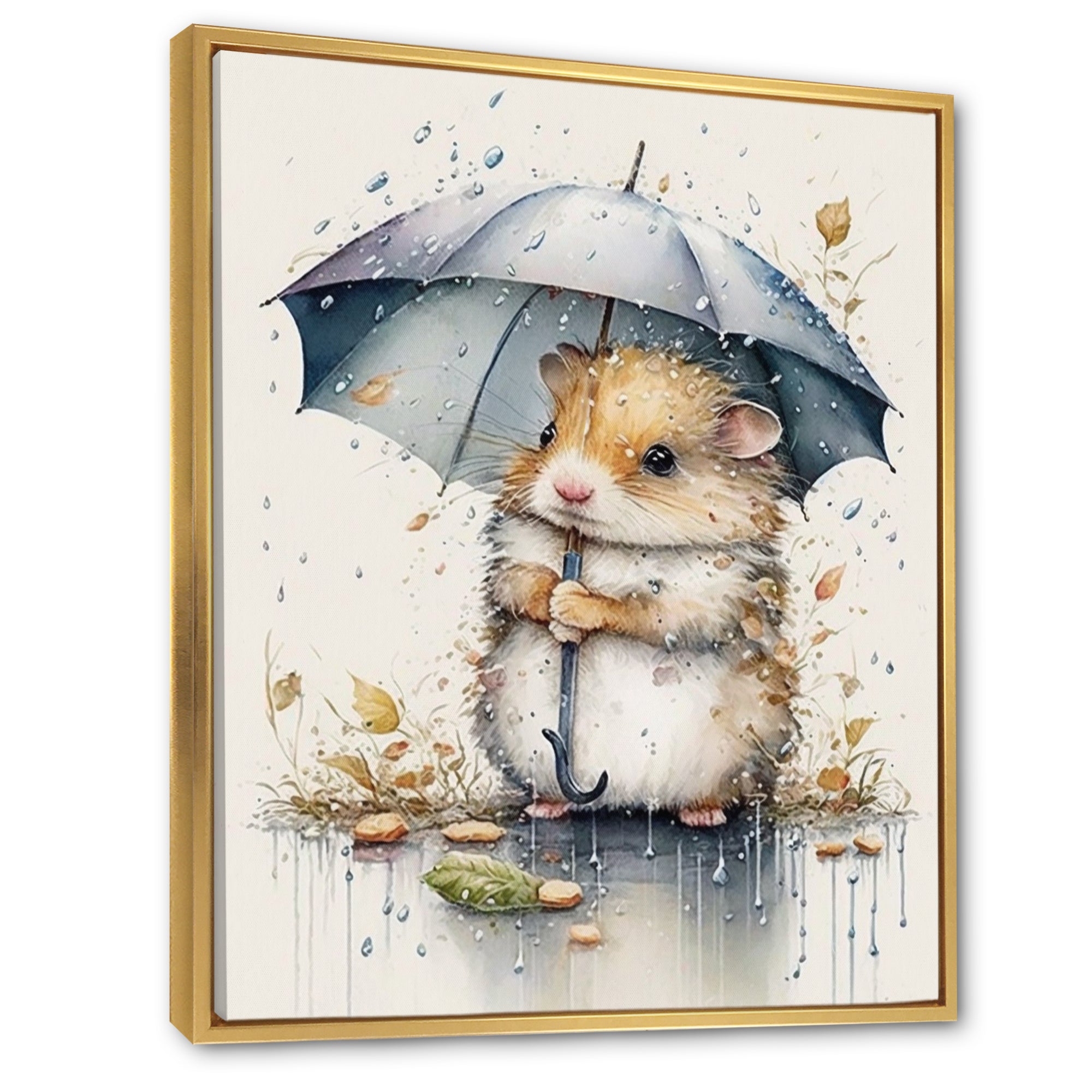 Hamster Rainy Day Umbrella - Hamster Canvas Wall Art