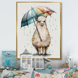 Cute Llama With Umbrella Rainy Day - Llama Wall Art Prints