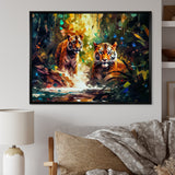 Colorful Tigers In The Wild - Yellow Tiger Wall Art
