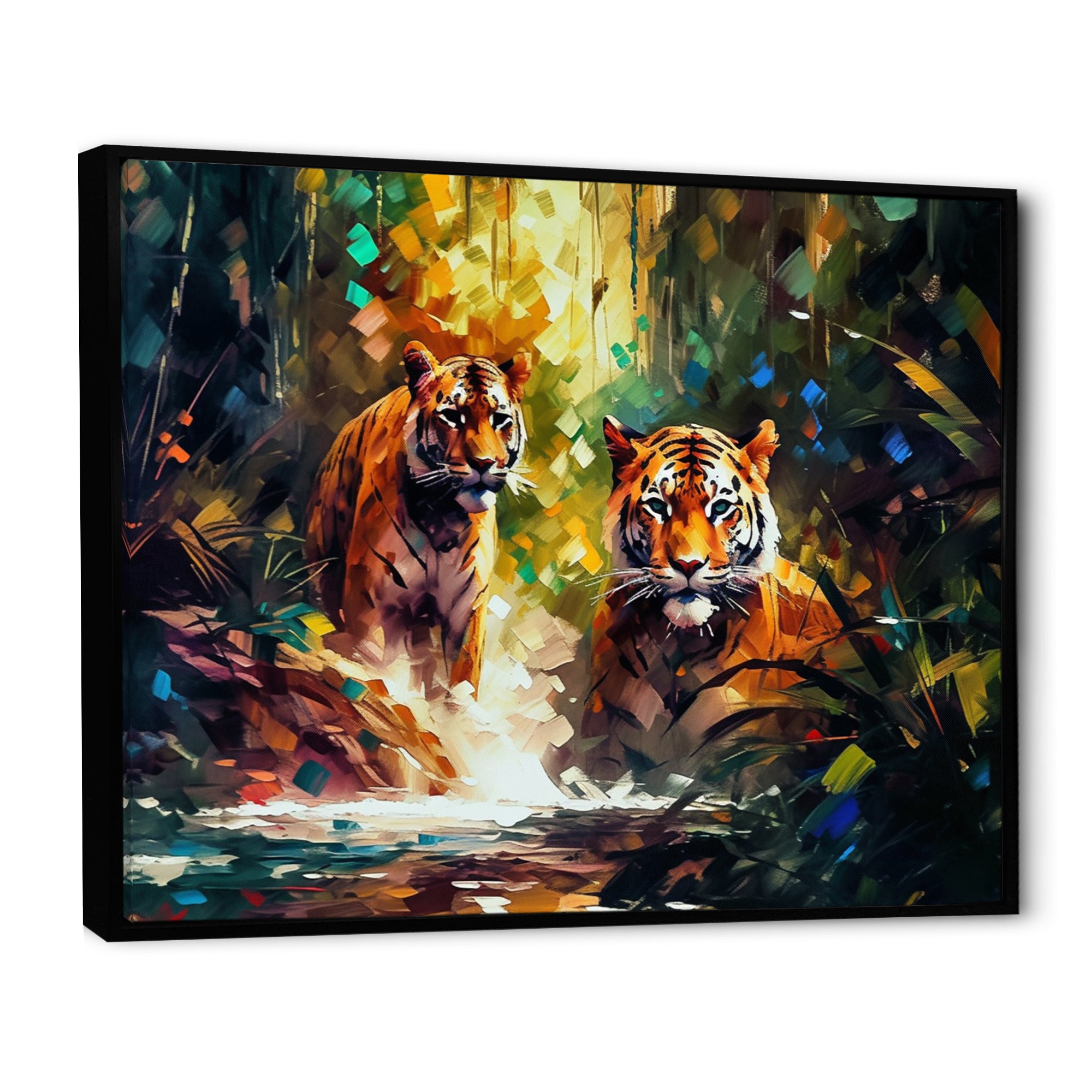 Colorful Tigers In The Wild - Yellow Tiger Wall Art