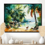 Dog On The Beach - Dog Framed Canvas Art