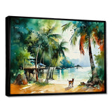 Dog On The Beach - Dog Framed Canvas Art