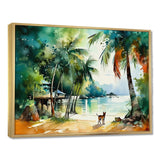 Dog On The Beach - Dog Framed Canvas Art