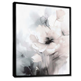 Soft Light Grey Flowers I - Floral Canvas Wall Art