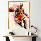 Drawing Basketball Payer In Action - Sport Basketball Canvas Wall Art