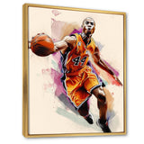 Drawing Basketball Payer In Action - Sport Basketball Canvas Wall Art
