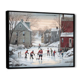 Kid's Small Town Hockey Game - Sport Hockey Canvas Wall Art