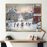 Kid's Small Town Hockey Game - Sport Hockey Canvas Wall Art