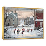 Kid's Small Town Hockey Game - Sport Hockey Canvas Wall Art