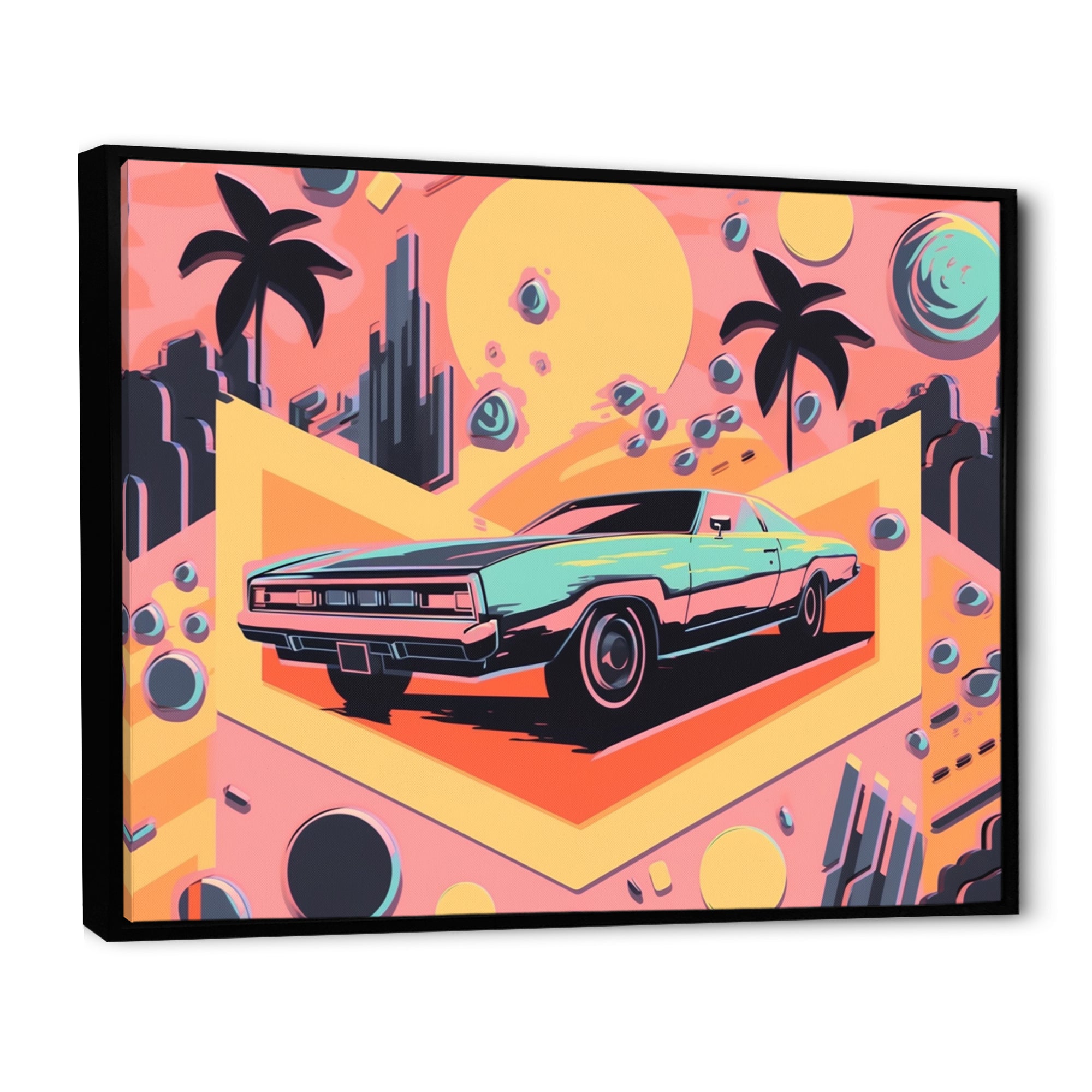 80s Groovy Cars I - Cars Retro Canvas Wall Art
