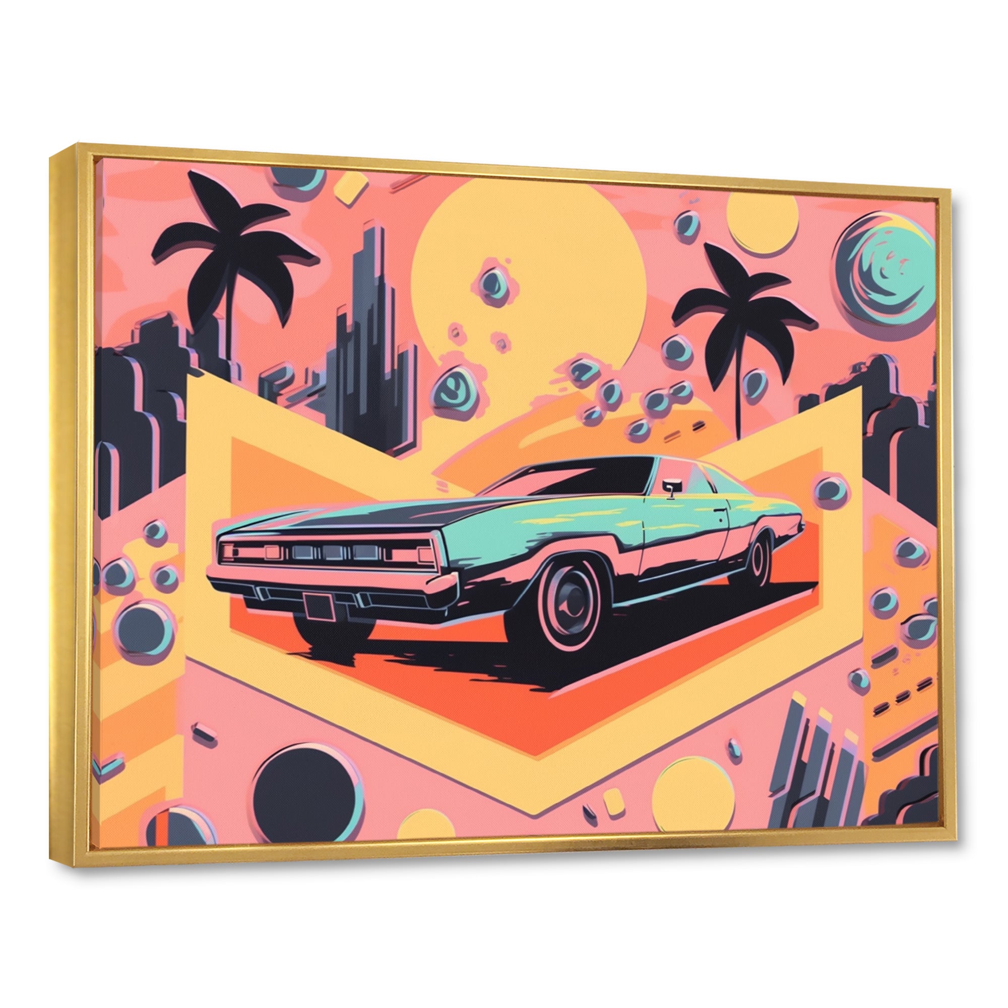 80s Groovy Cars I - Cars Retro Canvas Wall Art