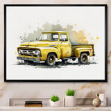 Yellow And Grey pickup truck - Pickup Truck Canvas Wall Art