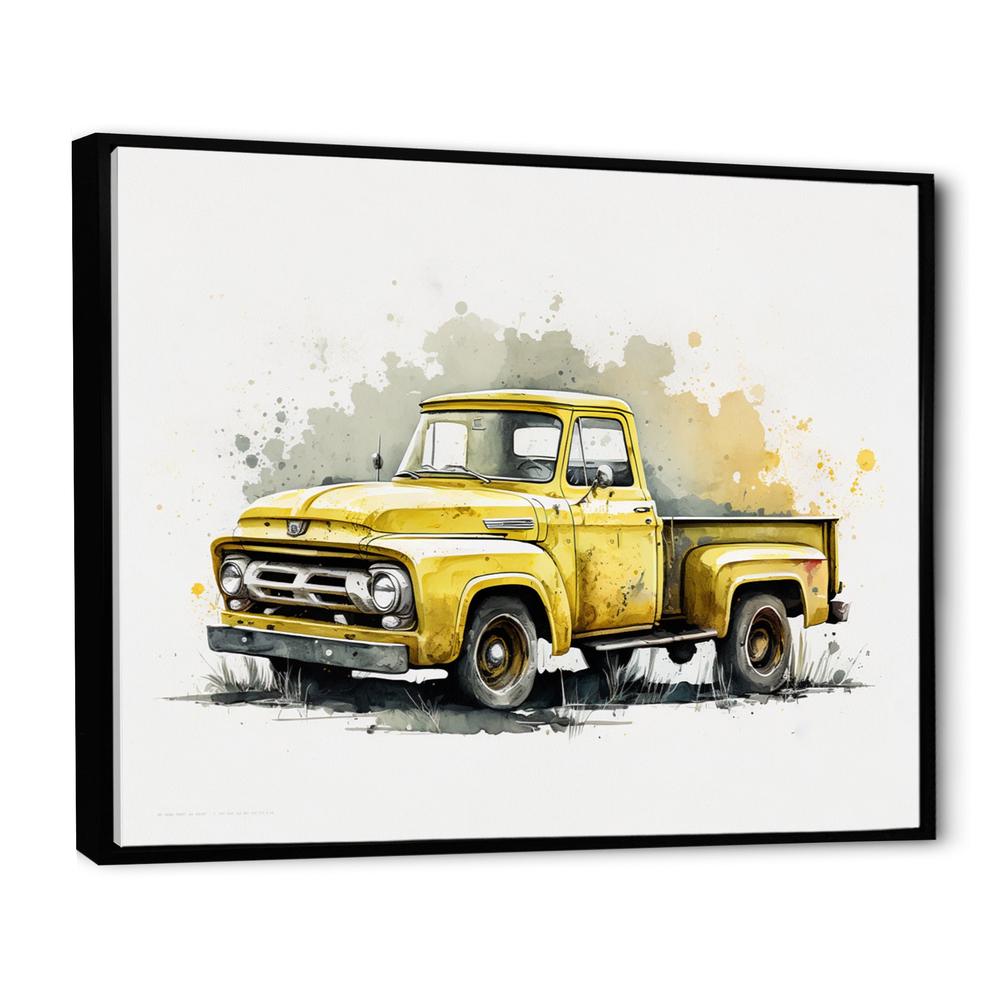 Yellow And Grey pickup truck - Pickup Truck Canvas Wall Art