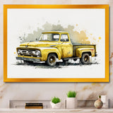 Yellow And Grey pickup truck - Pickup Truck Canvas Wall Art