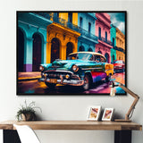 Green And Yellow Retro Car Heritage - Pickup Truck Canvas Wall Art
