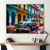 Green And Yellow Retro Car Heritage - Pickup Truck Canvas Wall Art