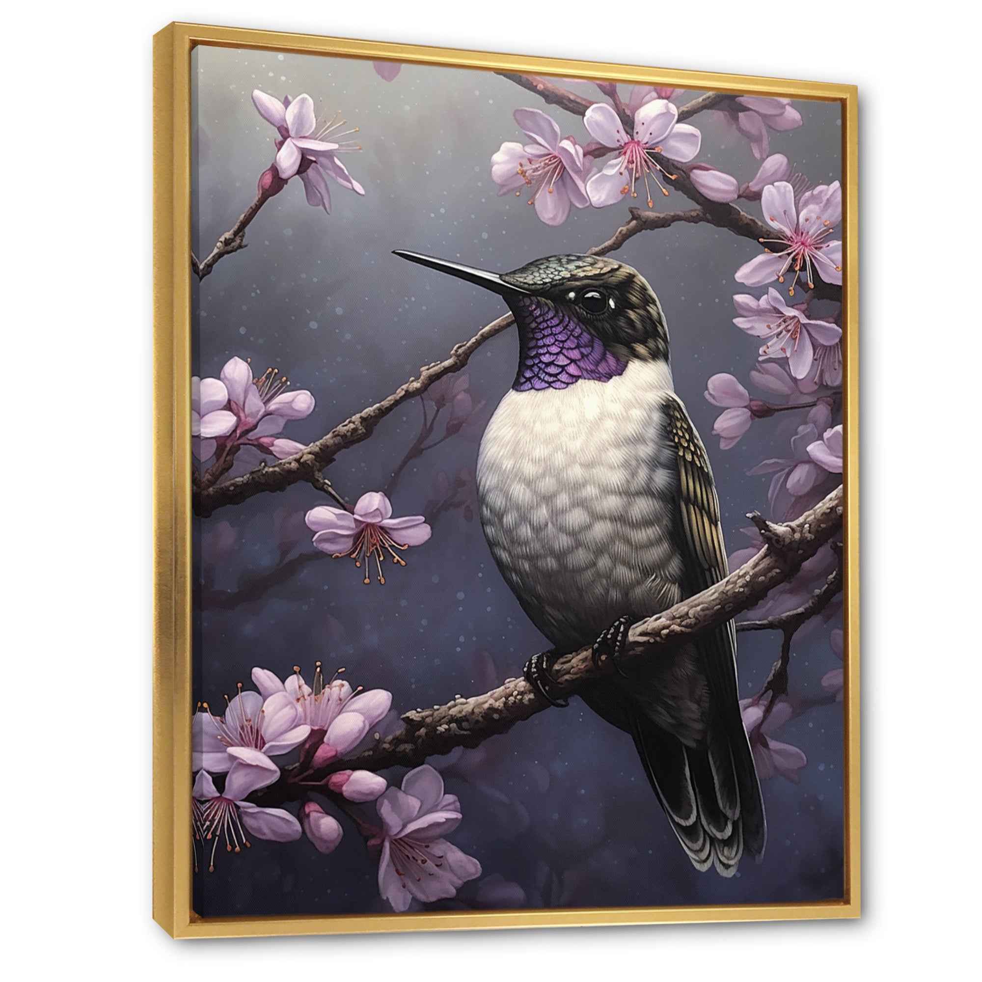 Purple Bird On Tree Branch - Bird Wall Decor