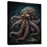 Brown Octopus Under The Sea - Octopus Wall Decor