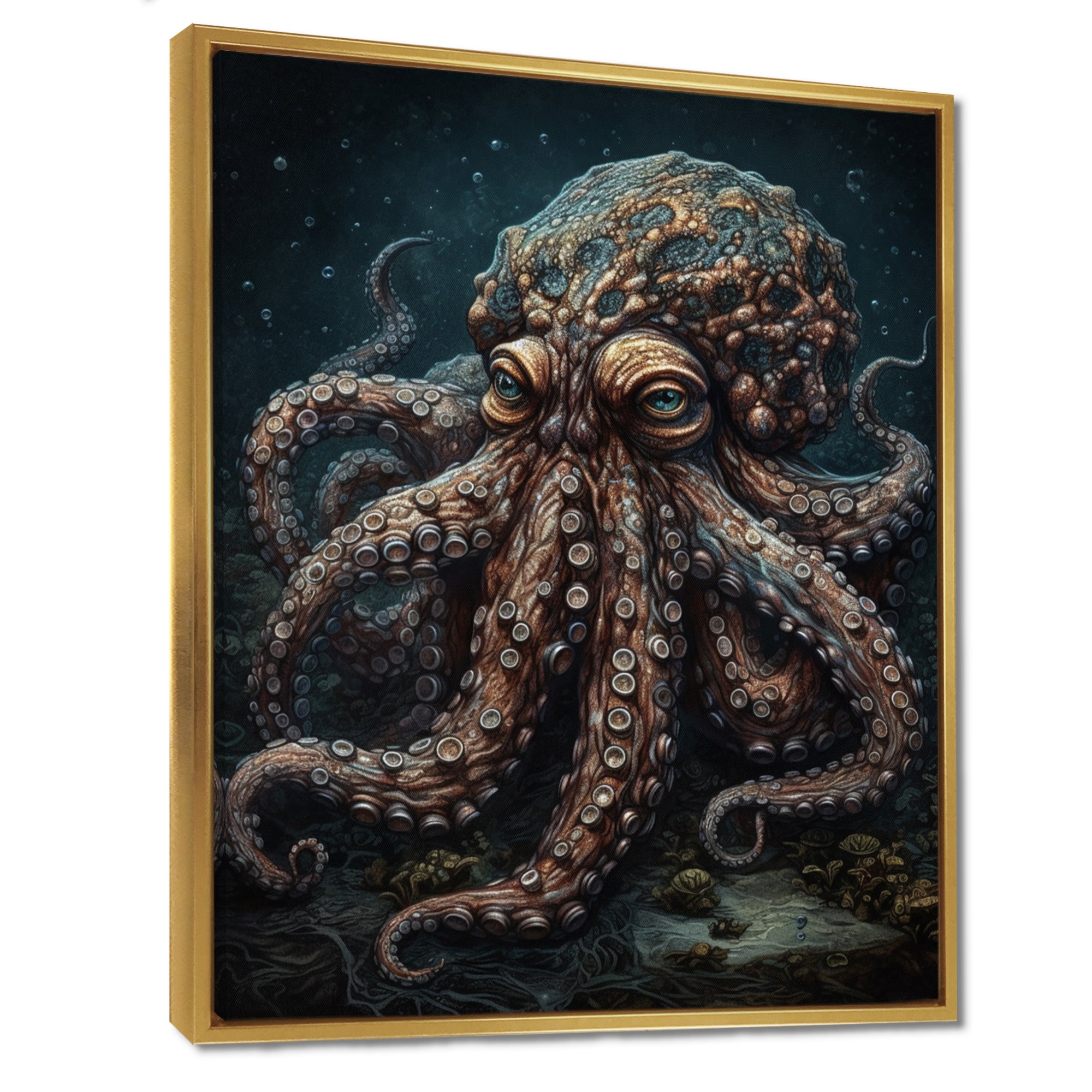 Brown Octopus Under The Sea - Octopus Wall Decor