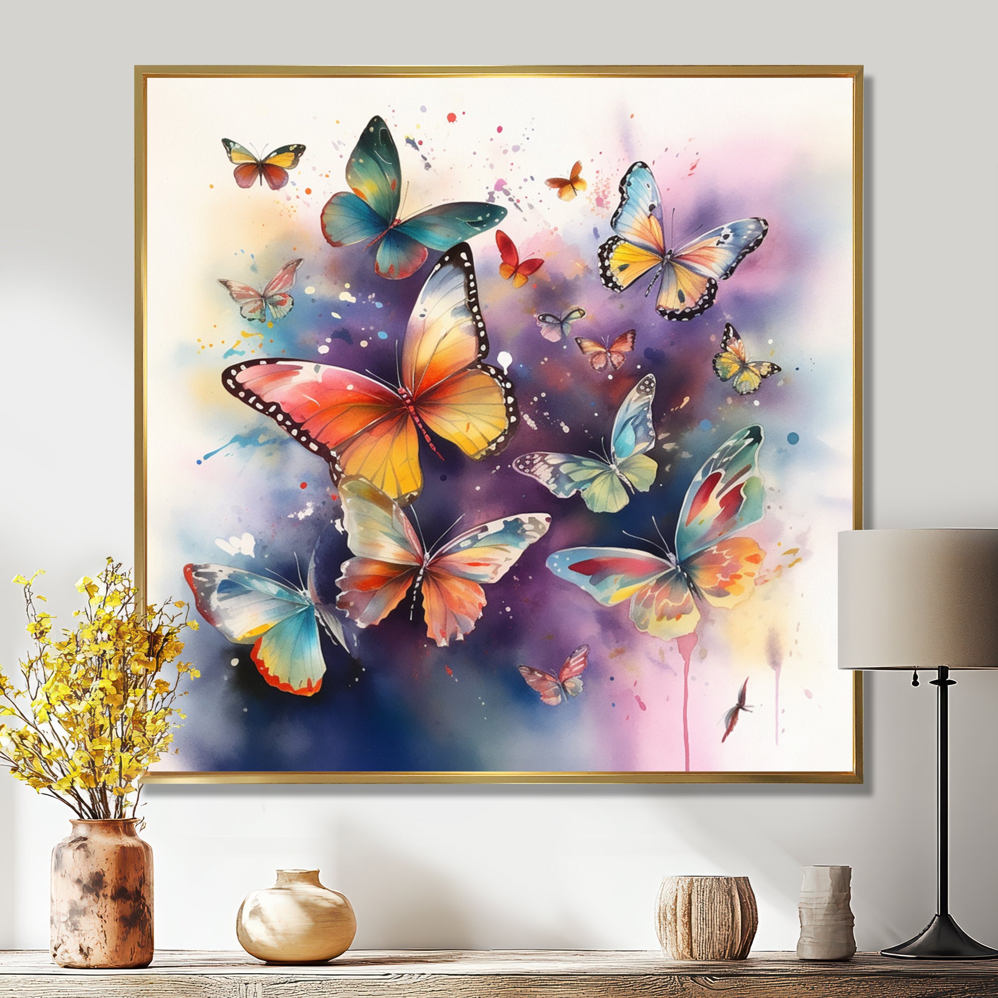 Purple Butterflies In The Air - Butterfly Wall Art Prints