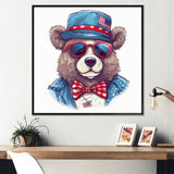 Blue Bear Portrait With Hat - Bear Wall Art Prints