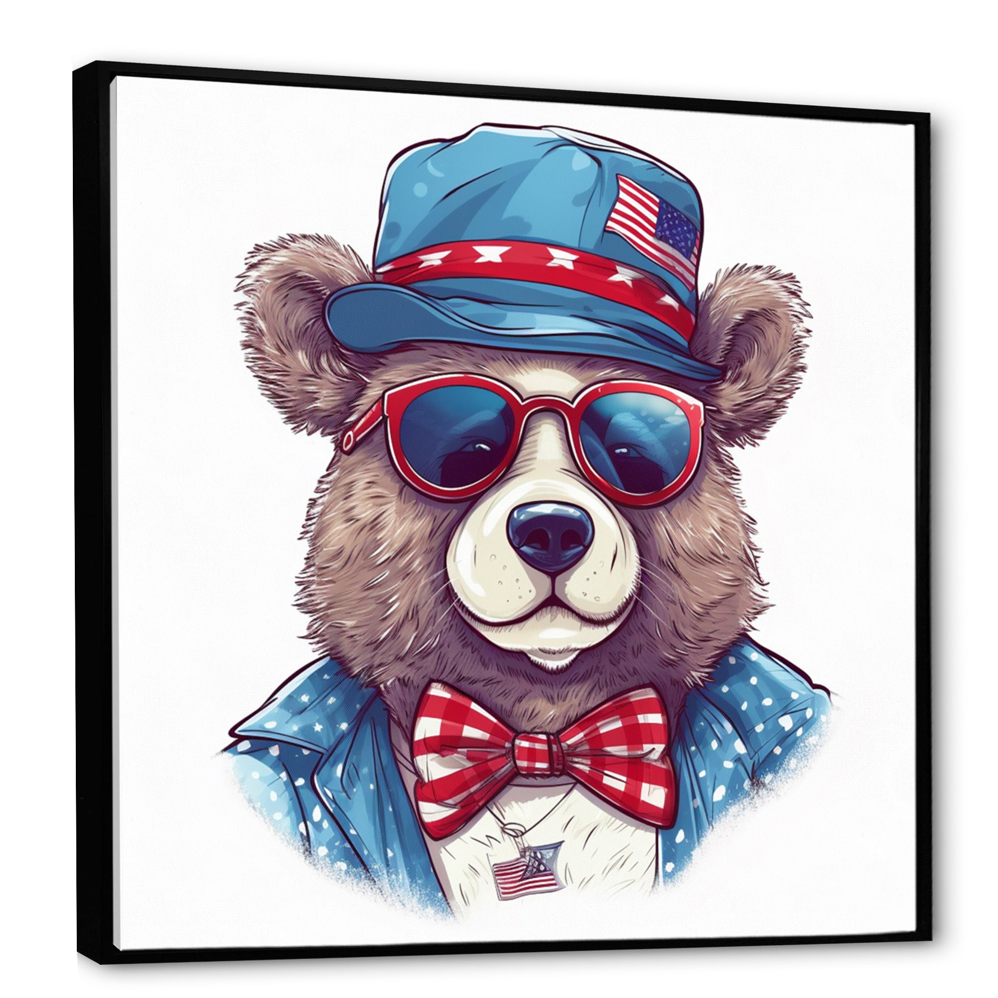 Blue Bear Portrait With Hat - Bear Wall Art Prints