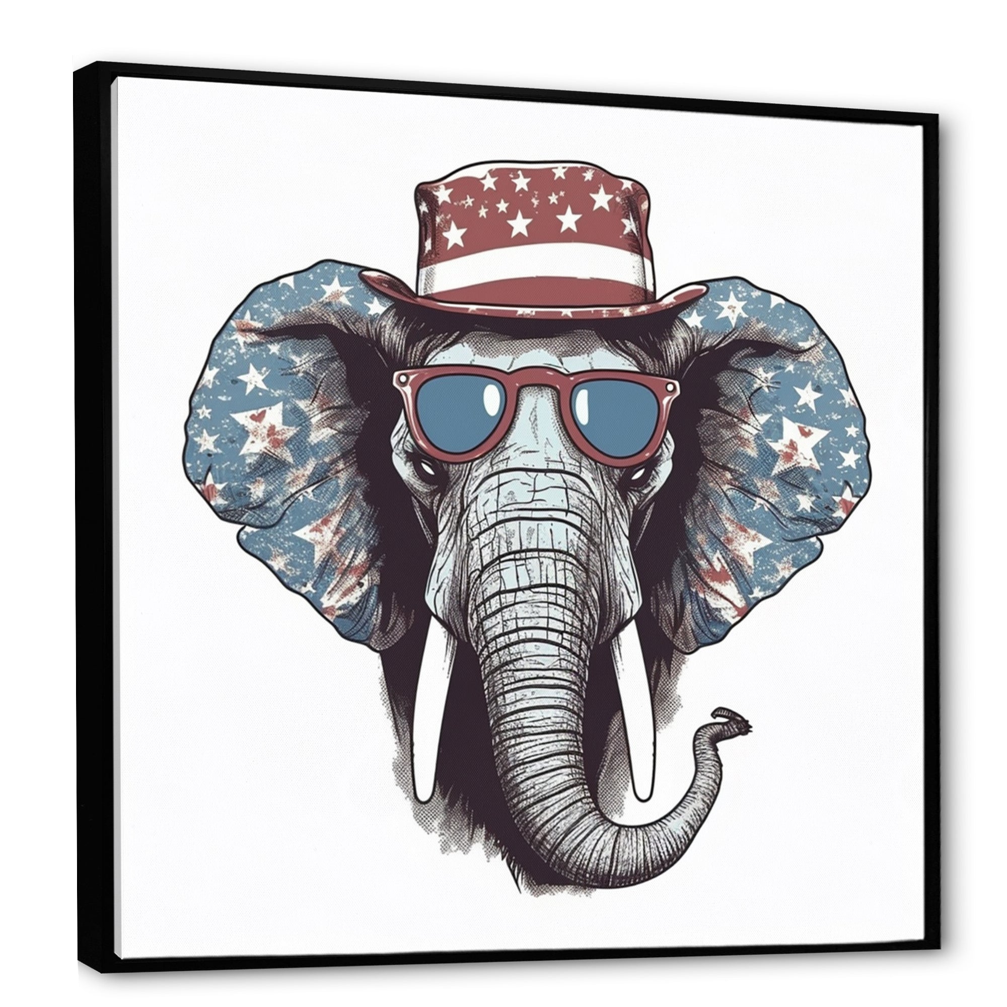 Grey Elephant With Hat - Gray Elephant Fashion Wall Art