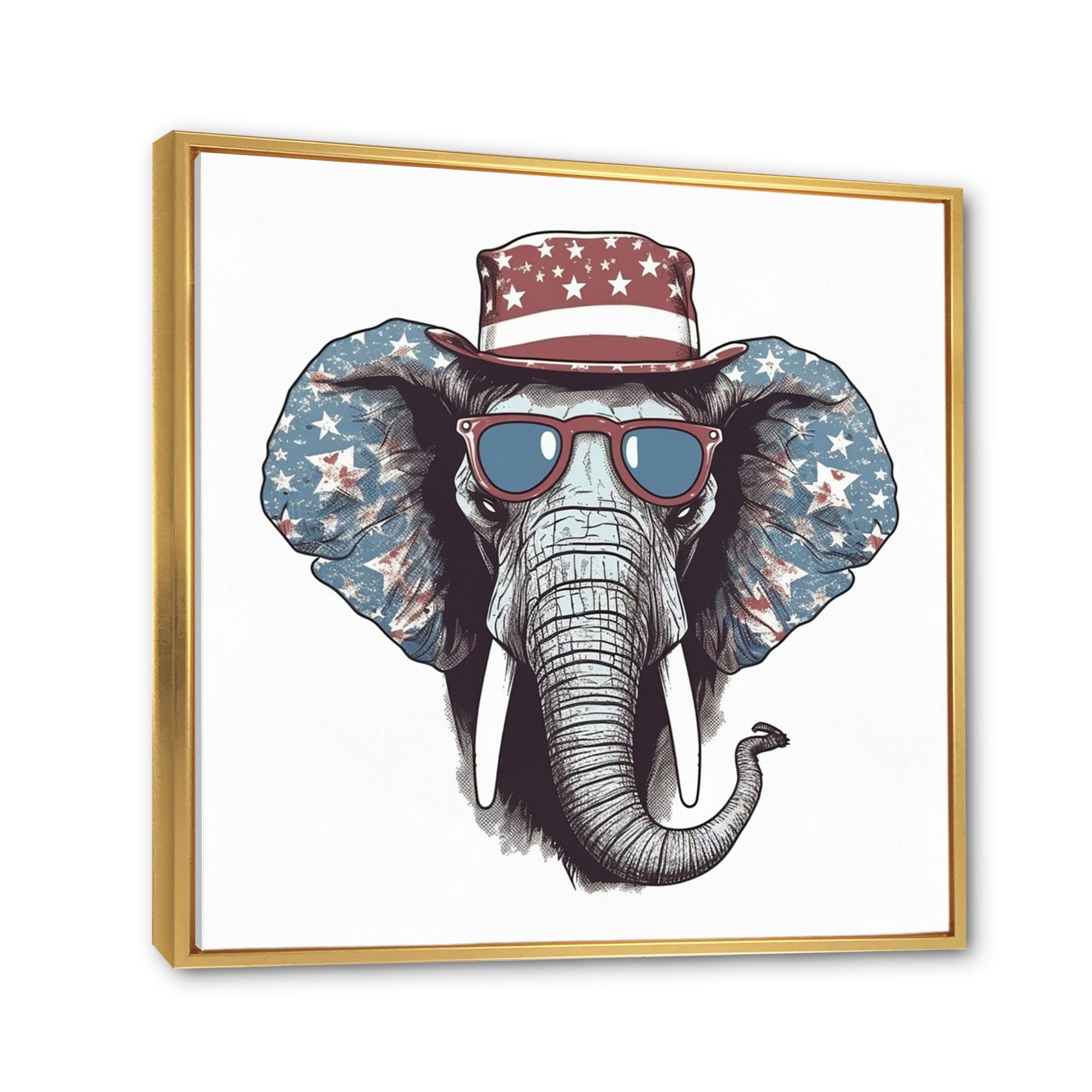 Grey Elephant With Hat - Gray Elephant Fashion Wall Art