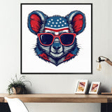 Blue Red Koala Wearing Sunglasses - Koala Large Canvas Wall Art