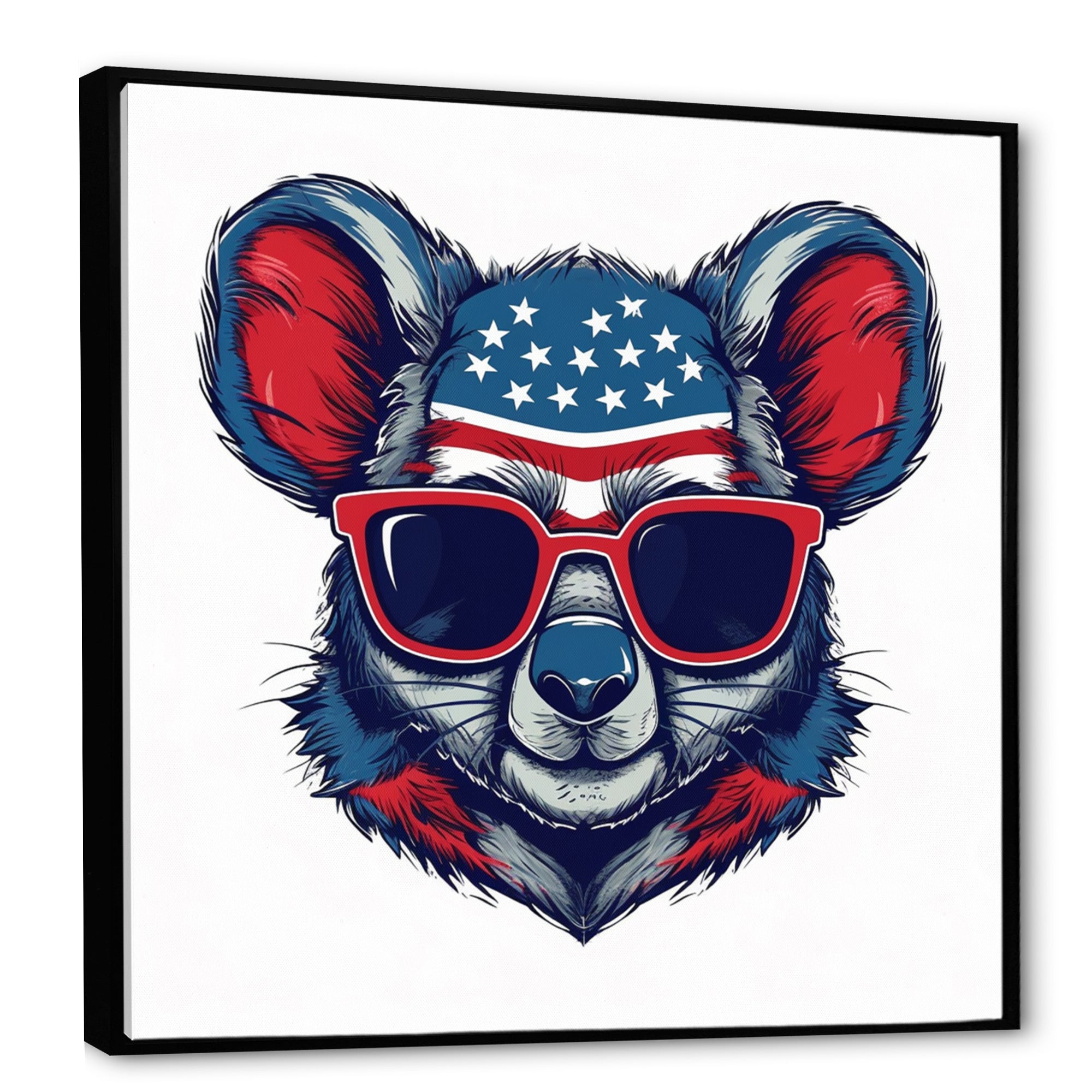 Blue Red Koala Wearing Sunglasses - Koala Large Canvas Wall Art