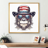 Red Blue Monkey With Sunglasses And Hat - Monkey Fashion Home Decor Art